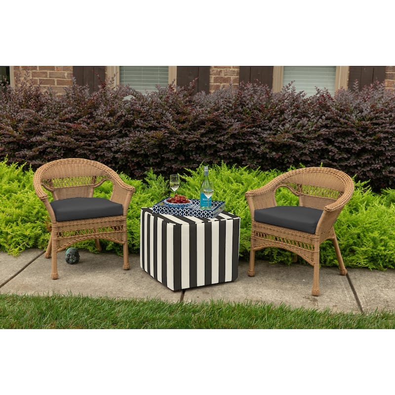 Sunbrella® Solid Fabric 1-Piece Indoor/Outdoor Wicker Seat Pad, 18"W x 18"L, Canvas Navy