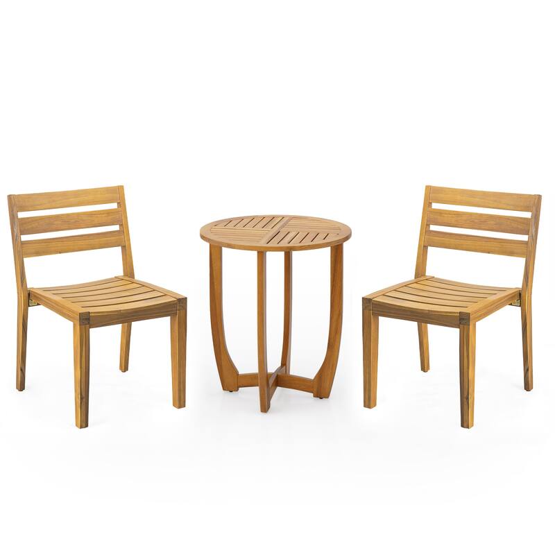Christopher Knight Home - Noah 3-Piece Outdoor Dining Set with Rustic Acacia Wood for Timeless Elegance