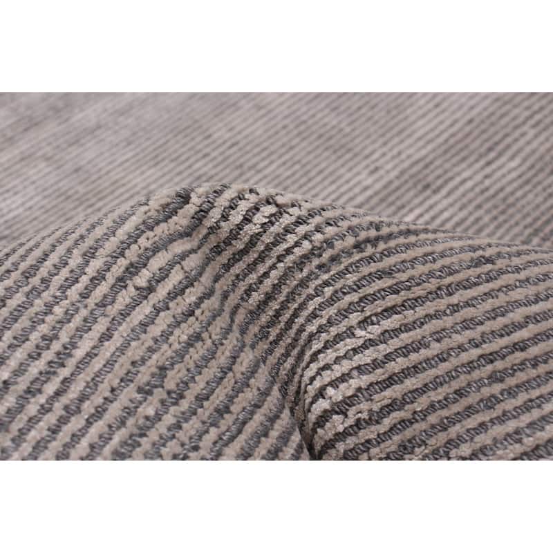 ECARPETGALLERY Hand Loomed Shimmer Grey Viscose Rug - 9'0 x 12'0