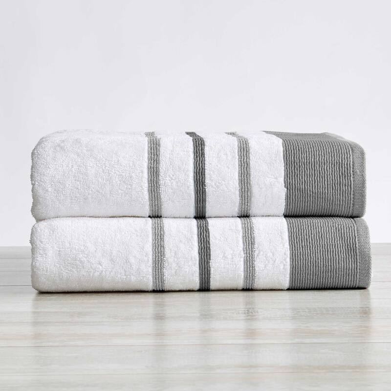Linery & Co. Luxury Cotton Decorative Towel Set. - Bath Towel (Pack of 4) - Dark Grey / Light Grey.