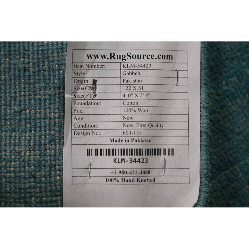 Blue Gabbeh Oriental Accent Rug Hand-Knotted Wool Carpet - 2'8" x 4'0"