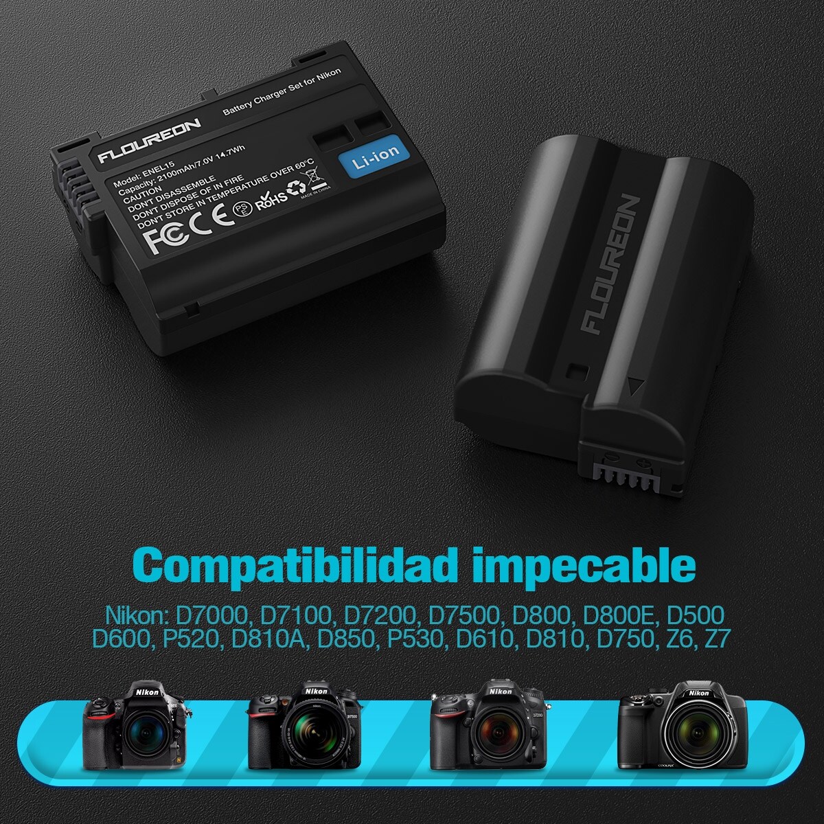 Floureon Enel15 Camera Batteries Charger Set For Nikon D7000 D7100 D7200 D7500 D800 D800e D500 D600 Overstock 28825062
