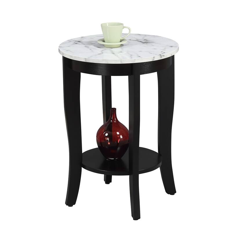 Convenience Concepts American Heritage Round End Table with Shelf