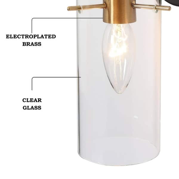 dimension image slide 2 of 3, Modern Farmhouse 1-Light Black Gold Wall Sconce Light Fixture with Glass Shade