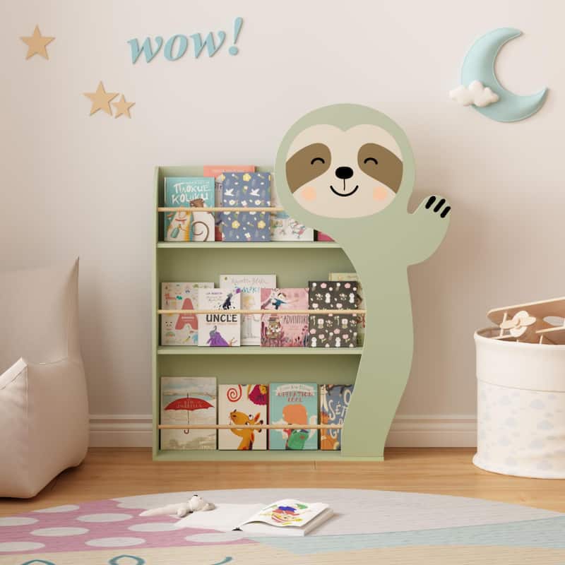 Kids Bookshelf, Front-Facing Toddler Book Display Rack with 3 Tiers