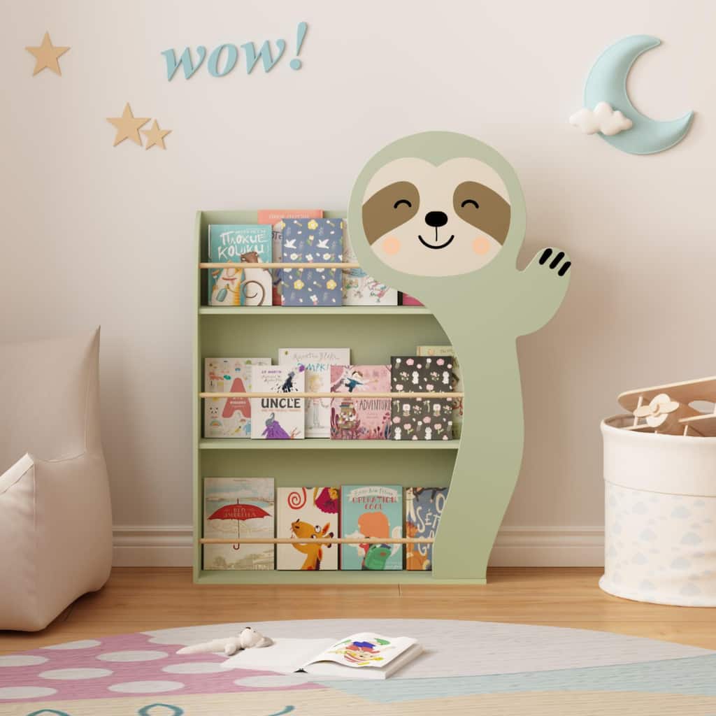 Kids Bookshelf, Front-Facing Toddler Book Display Rack with 3 Tiers
