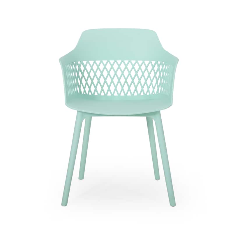 Roomfitters Outdoor Plastic Chairs with Lattice Back, Lightweight Patio Seating Set of 2, Modern Style