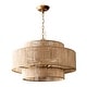 preview thumbnail 9 of 14, Bohemian Brown Hemp Rope Tiered Drum Chandelier Light - 23.62 "W x 15.16"H