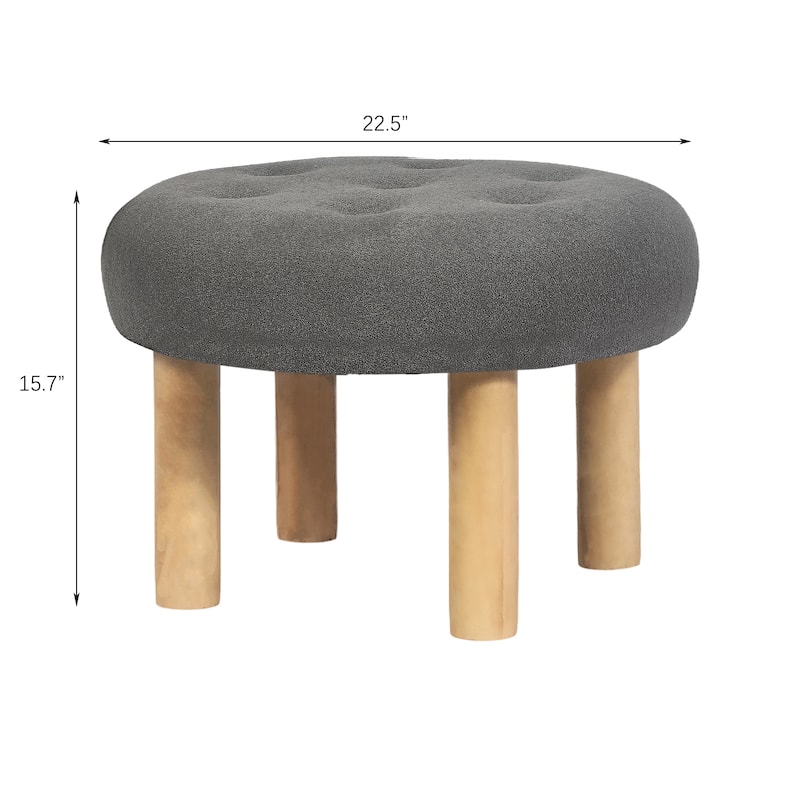 Adeco 23" Round Ottoman Footrest for Living Room