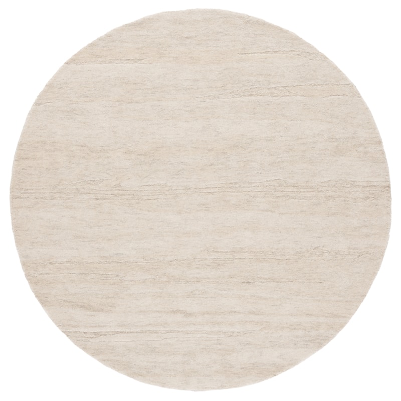SAFAVIEH Handmade Ebony Barteldina Modern & Contemporary Wool Rug - 6' Round - Light Green/Ivory