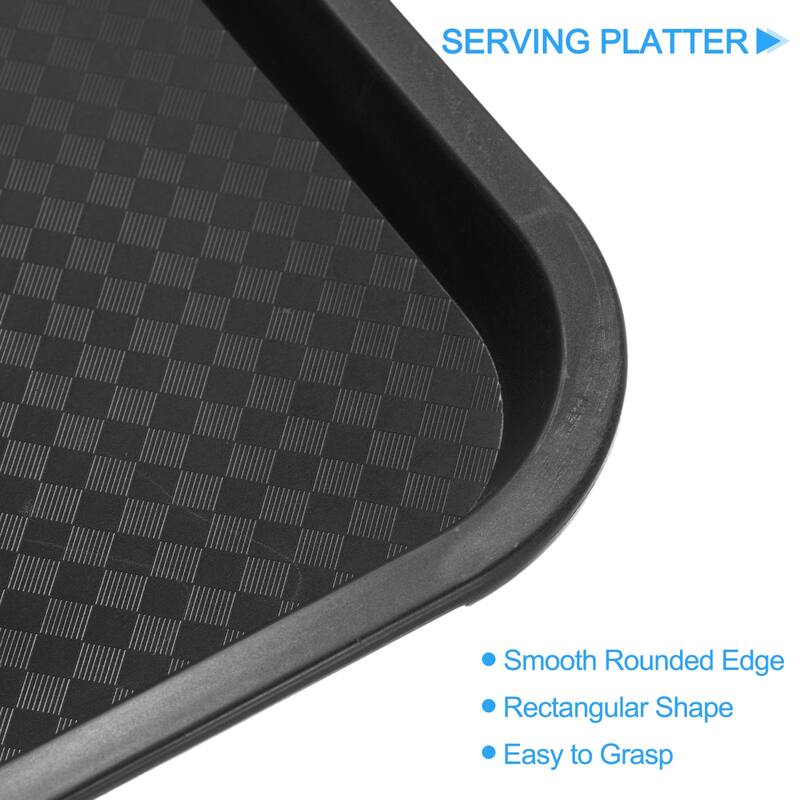 12" x 16" Plastic Fast Food Trays Bulk Rectangular Serving Trays, Black