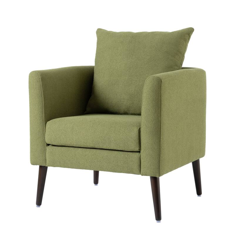 Modern 26.77" Upholstered Arm Chair with Solid Wood Legs and Waist Pillow