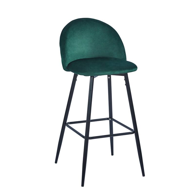 Porthos Home Eisele Bar Stools Set of 2, Velvet Upholstery, Steel Legs