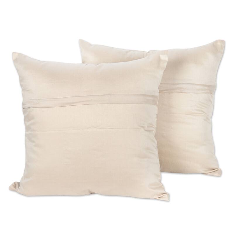 Novica Handmade Merry Meeting Embroidered Cotton Cushion Covers (Set Of 2)