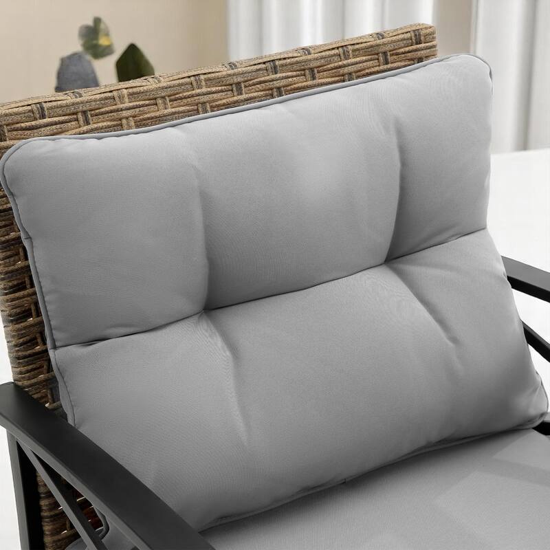 4-Piece Patio Sectional Low Dining Sofa Set with Steel Table, Cushions, and Detachable Covers - Outdoor Conversation Set