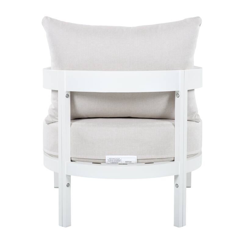 Christopher Knight Home - Modern 4-Piece Outdoor Aluminum Patio Conversation Set with Oval Glass Coffee Table & Thick Cushions