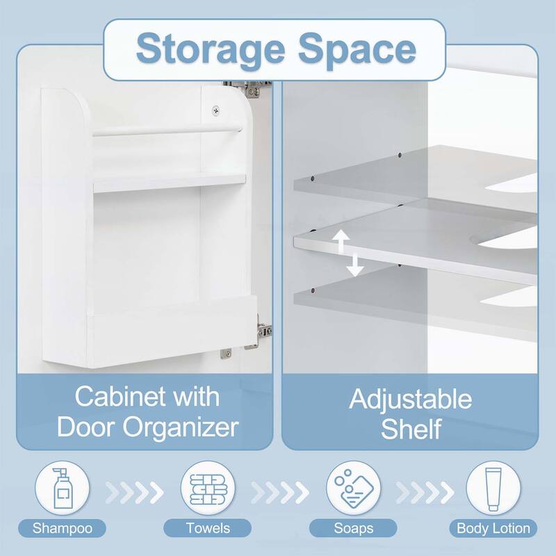 Freestanding Vanity Set with Door Shelf and Adjustable Shelf