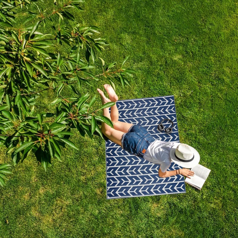 Playa Rug Outdoor Recycled Reversible Plastic Folded Mat/Rug Amsterdam Collection Lightweight & Weather, Water and UV Resistant