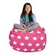 preview thumbnail 101 of 187, Kids Bean Bag Chair Cover Stuffed Animal Storage or Toy Organizer 38 Inch Large - Canvas White Stars on Pink