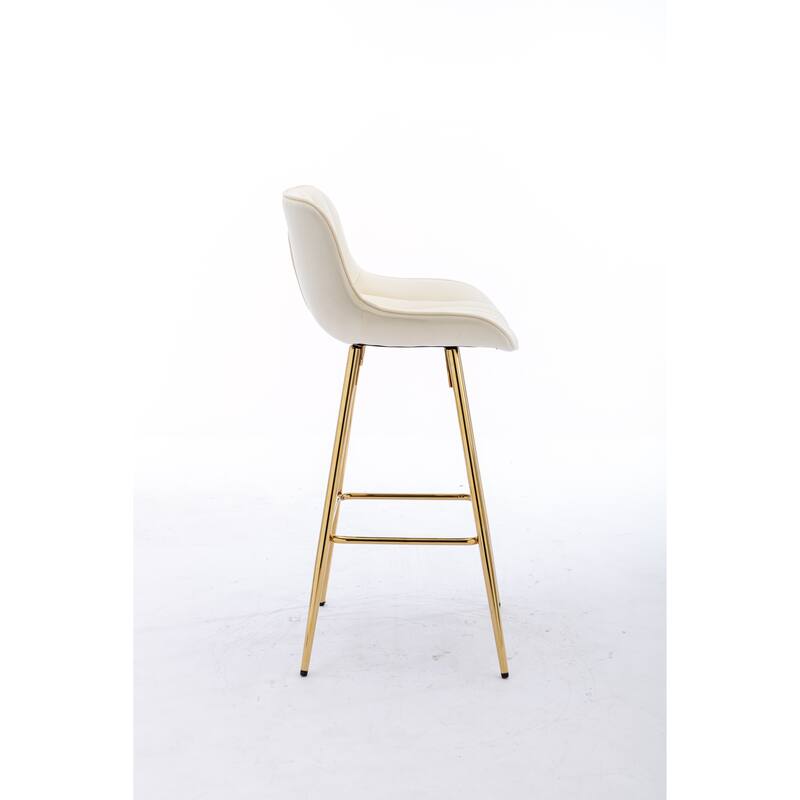 Velvet Swivel Bar Stools Set of 2, Counter Height Bar Chairs with Back, Kitchen Island Stools with Footrest and Metal Legs