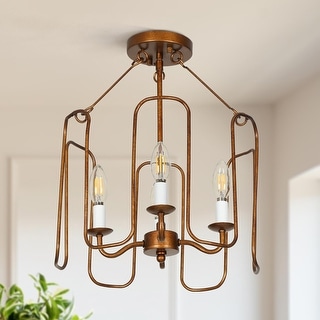 Mid century Modern French Country 4 light Drum Ceiling Lights Wheel Semi flush Mount Lights D 13.8 x H 16.9 Bed Bath Beyond 37249793