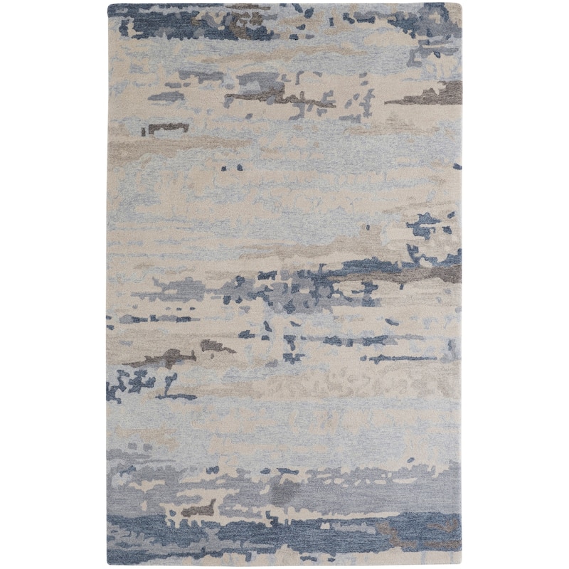 Grand Bazaar Calista Hand Tufted Abstract Modern Area Rug - 9' x 12' - Blue/Gray/Ivory