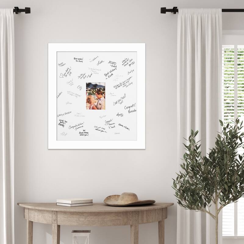 Basic Signature Mat Picture Frame - Autograph Photo Frame Guest Book Alternative for Weddings, Graduations, or Retirement