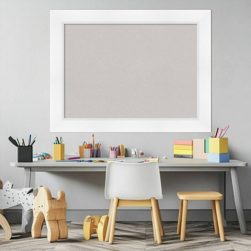 Sloped White Framed Cork Board - Bulletin Board, Organization Board, Pin Board
