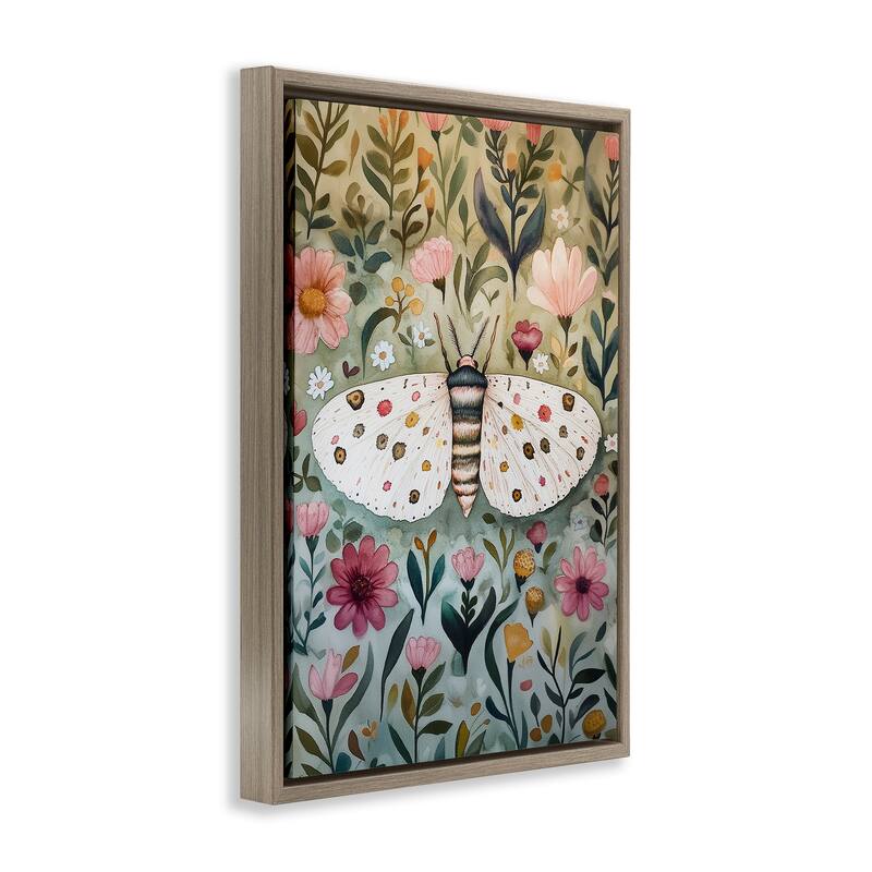 Stupell Flower Speckled Moth Wings Framed Floater Canvas Wall Art Design By The Dutch Lady