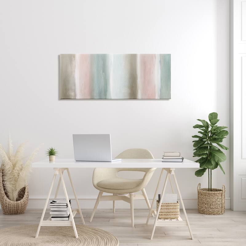Stupell Blurred Striped Shape Abstraction Soft Pastel Pink Green Canvas Wall Art - Multi-Color