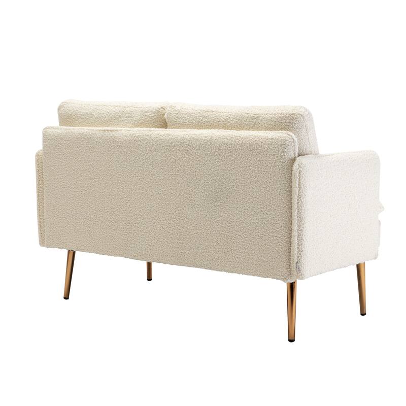Polyester Upholstered Living Room loveseats sofa With Golden Legs