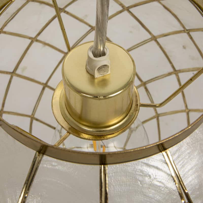 Marina Natural Capiz and Metal Orb Pendant Ceiling Light