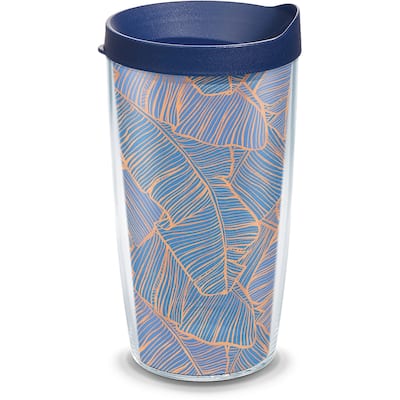 Tervis Navy Banana Palms Made in USA Double Walled Insulated Travel Tumbler, Clear