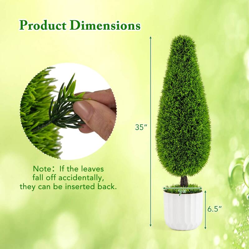 Costway 2 Pack Artificial Cedar Plant 3 FT Potted Teardrop Shaped Bush - See Details