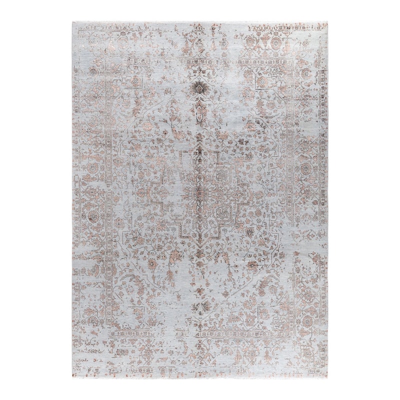 Ikat One-of-a-Kind Handmade Area Rug - Gray, 9' 1" x 12' 4" - 9' 1" x 12' 4"