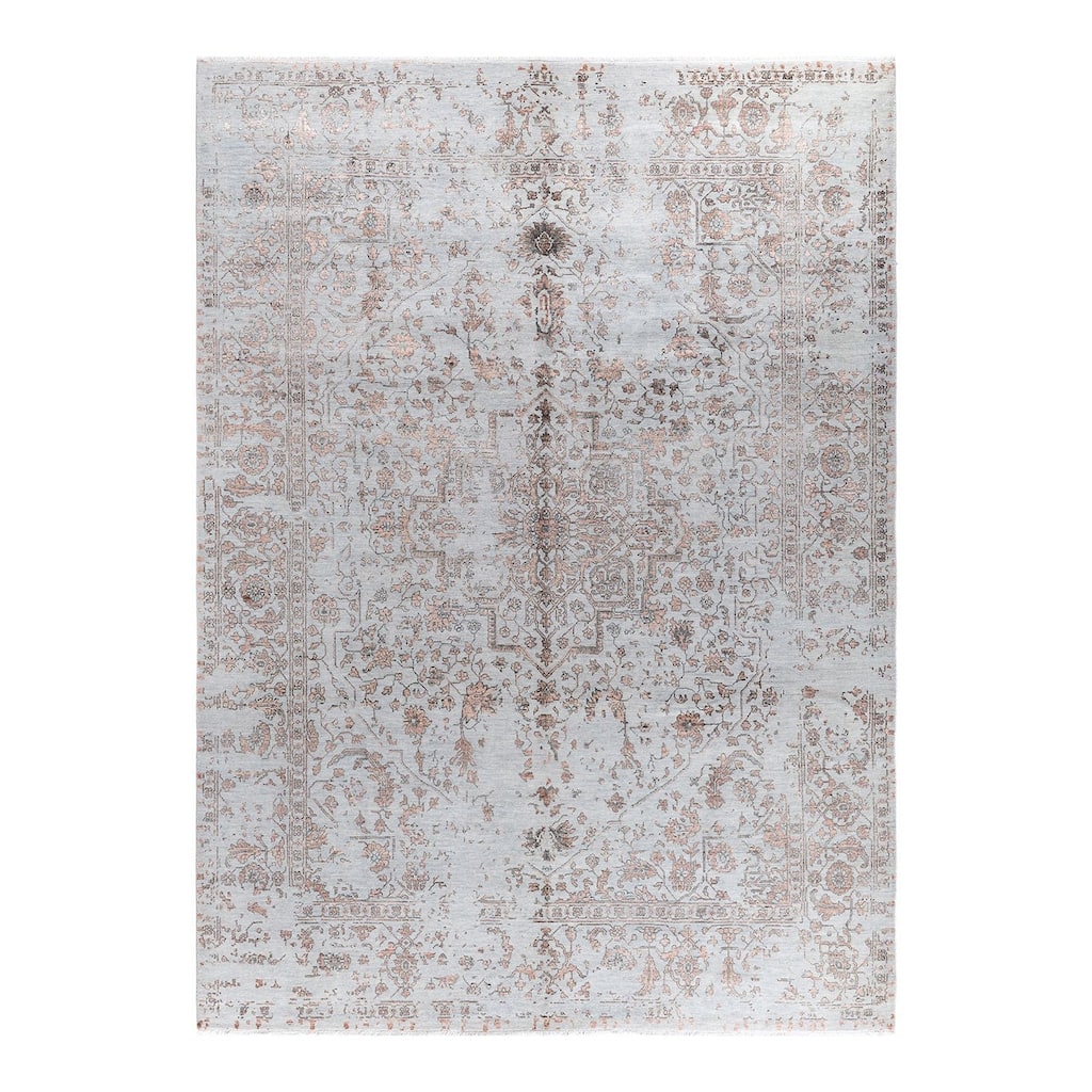 Ikat One-of-a-Kind Handmade Area Rug - Gray, 9' 1" x 12' 4" - 9' 1" x 12' 4"