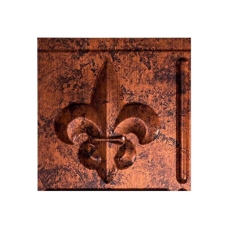 FASÄDE Fleur de Lis Decorative Vinyl Backsplash Panel - 6x6 Inch Sample - Moonstone Copper