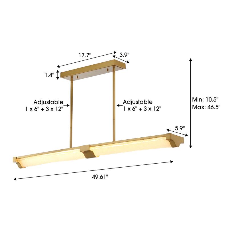 Perimost 50" Modern Gold Linear Glass LED Pendant Light