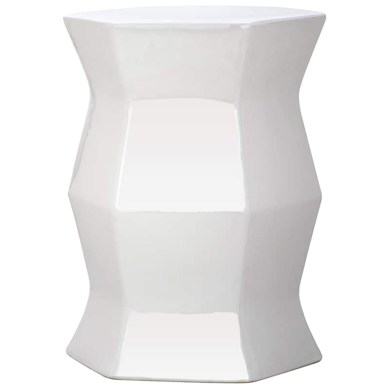 SAFAVIEH Irena Modern White Hexagon Ceramic Decorative Garden Stool - White