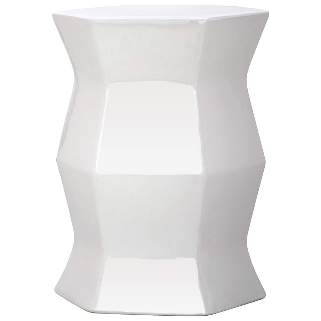 SAFAVIEH Irena Modern White Hexagon Ceramic Decorative Garden Stool