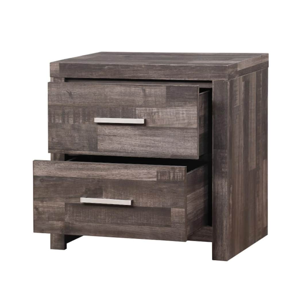 Rustic Dark Cherry Nightstand with Two Spacious Drawers