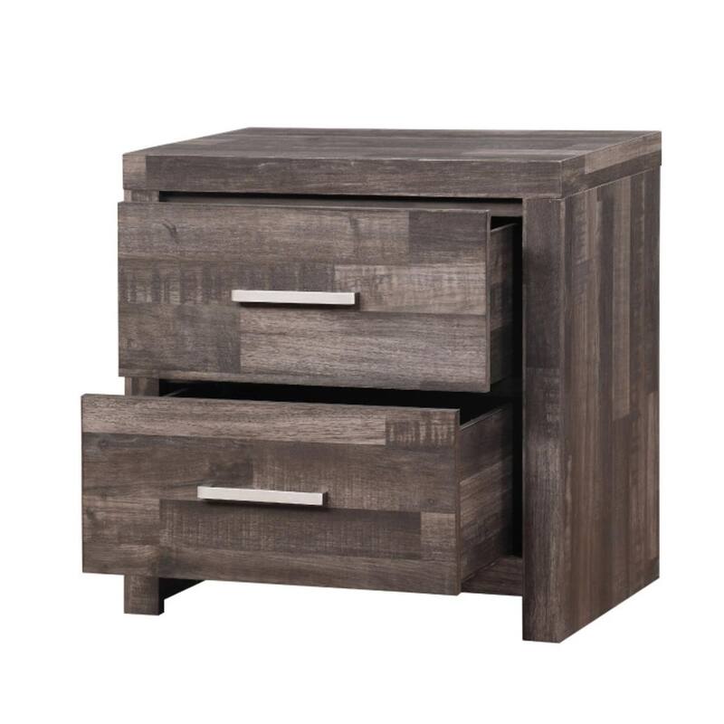 Rustic Dark Cherry Nightstand with Two Spacious Drawers - Dark Brown