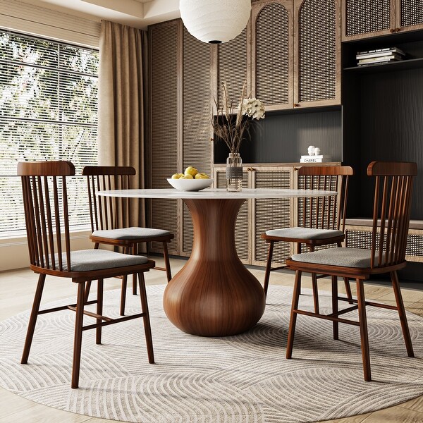 Farmhouse Dining Table With Lazy Susan With Built-in - 53 x