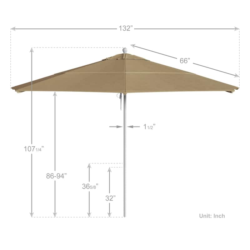 California Umbrella 11' Venture Series Patio Umbrella,White Aluminum Pole Fiberglass Ribs Pulley Lift Olefin