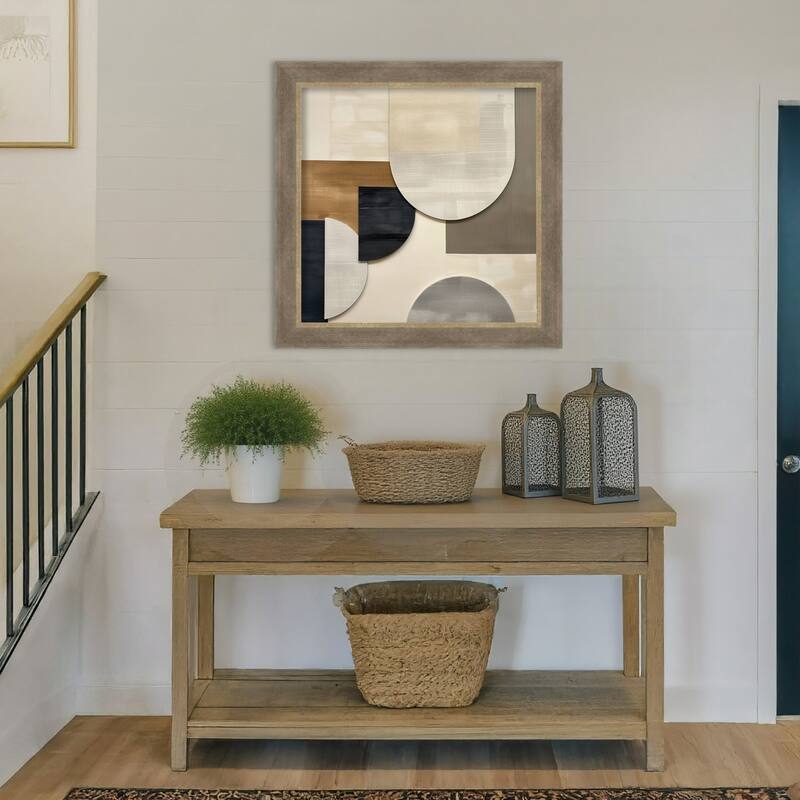 Tan Shaped in Layers by Tradelink inhouse artist Wood Framed Wall Art Print - Driftwood Tan