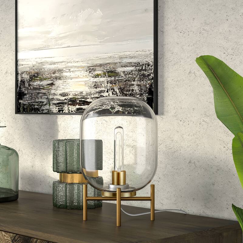Carson Carrington Sagen Glass and Brass Table Lamp - Brass