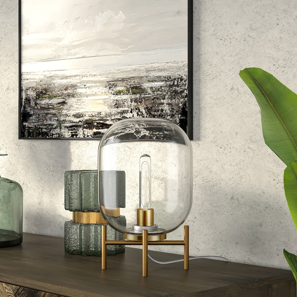 Carson Carrington Sagen Glass and Brass Table Lamp