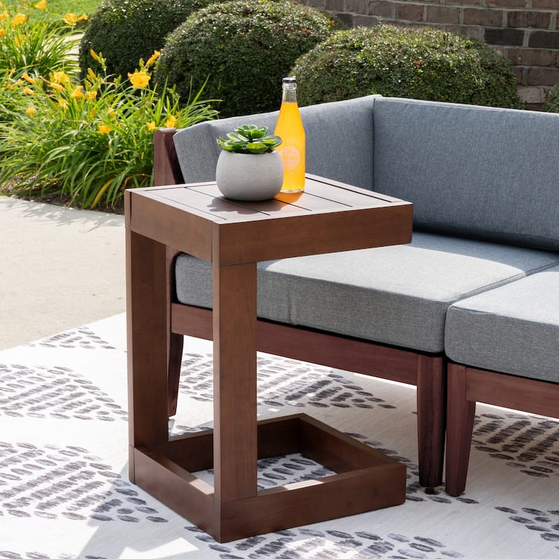 Sayre Acacia Wood Outdoor C Table - Walnut