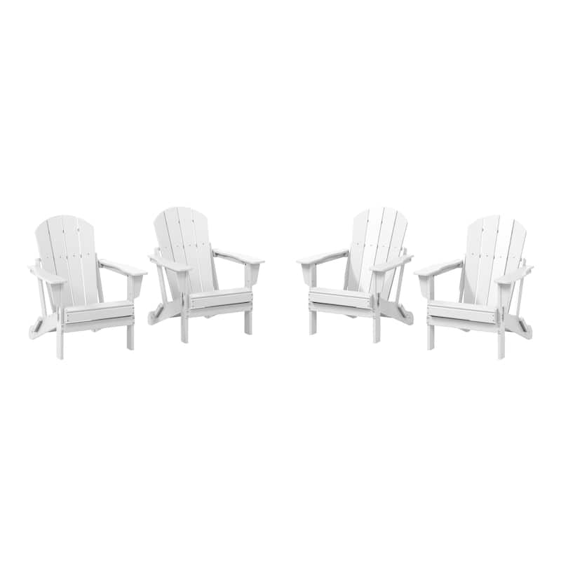 Polytrends Laguna Weather Resistant Outdoor Patio Folding Adirondack Chairs (Set of 4) - White