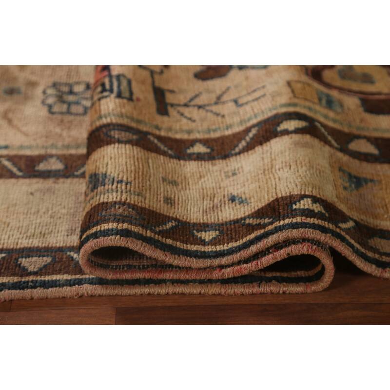 Ardebil Persian Vintage Rug Handmade Wool Carpet - 6'1"x 9'6"